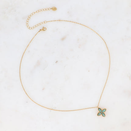 Collier Gwendoline - trèfle et pierre naturelle