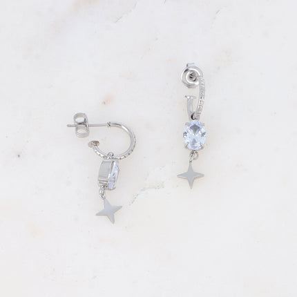 Créoles Aure - cristal ovale et pampille étoile