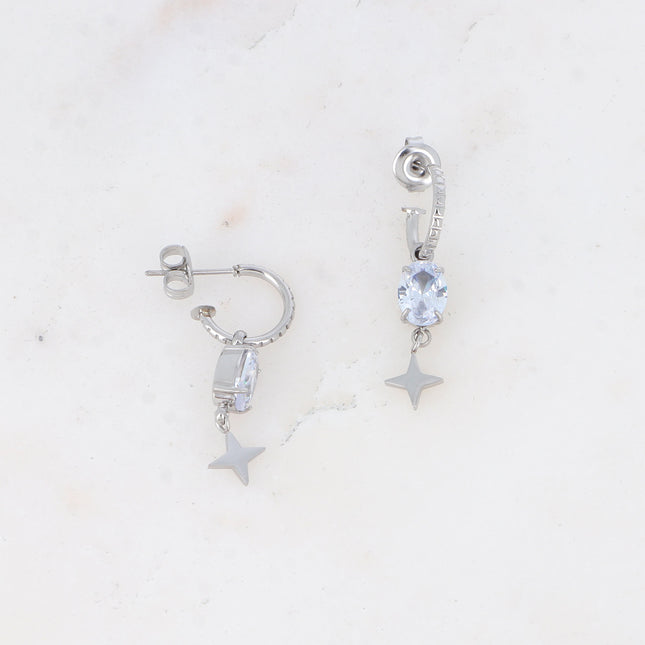 Créoles Aure - cristal ovale et pampille étoile