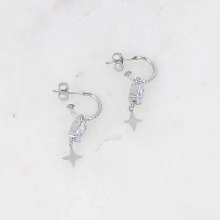Créoles Aure - cristal ovale et pampille étoile