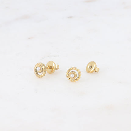 Boucles puces - cercle et mini boule nacrée