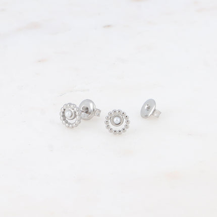 Boucles puces - cercle et mini boule nacrée