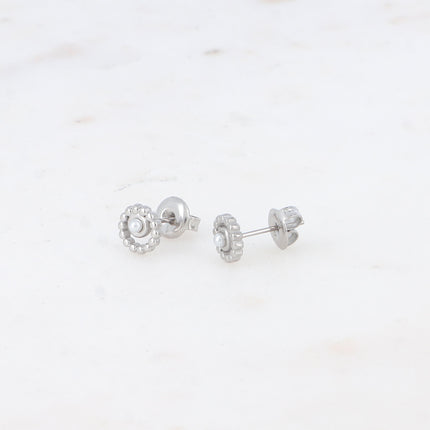 Boucles puces - cercle et mini boule nacrée