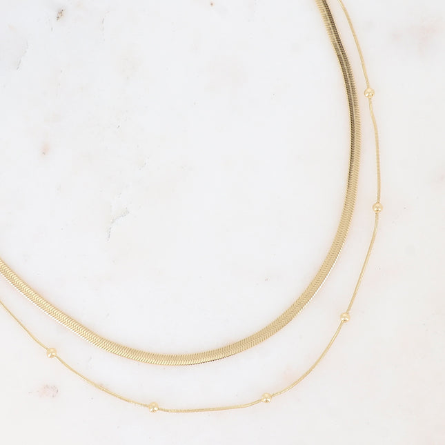 Imane 2-strand necklace - mirror mesh and beads