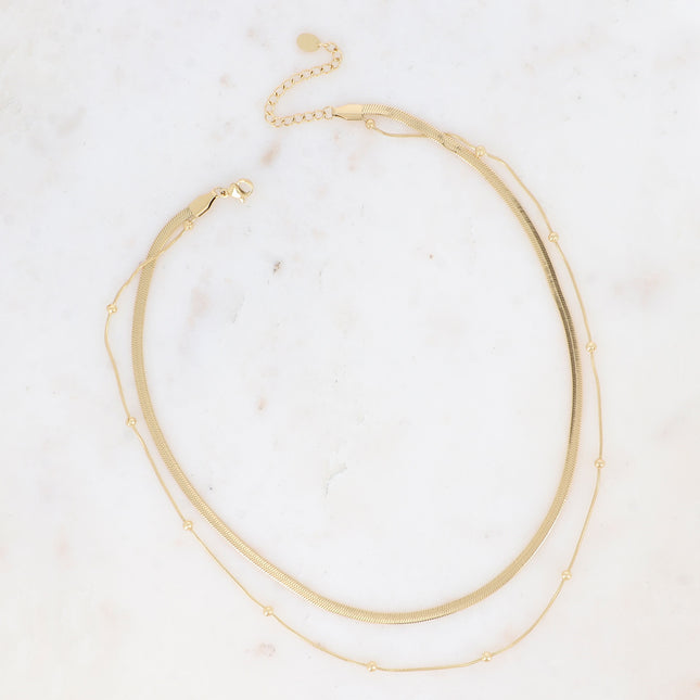 Imane 2-strand necklace - mirror mesh and beads