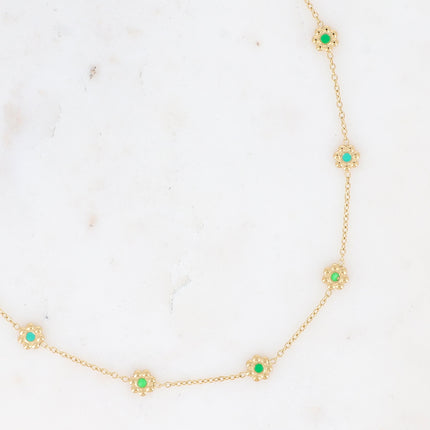 Collier Margueritine - fleurs et émail bi-face
