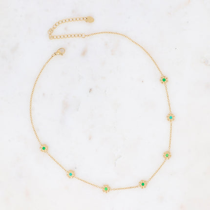 Collier Margueritine - fleurs et émail bi-face