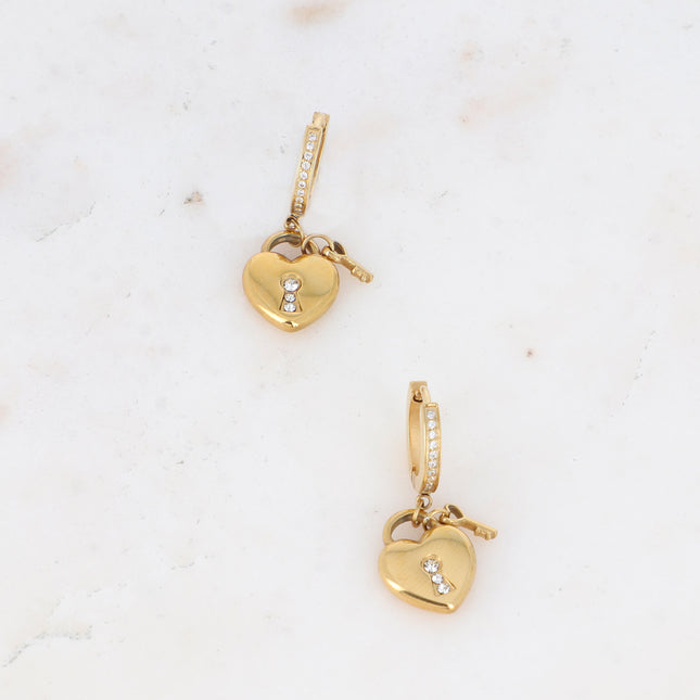 Créoles - cadenas coeur, clef coeur et oxydes de zirconium