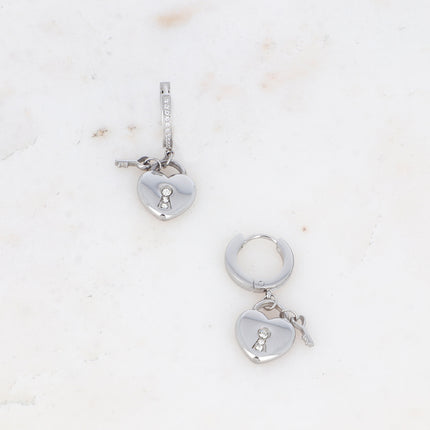 Créoles - cadenas coeur, clef coeur et oxydes de zirconium