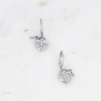 Créoles - cadenas coeur, clef coeur et oxydes de zirconium
