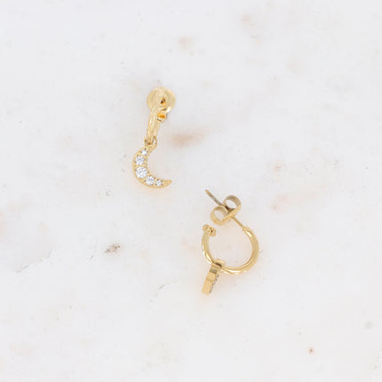 Laya Creole earrings - moon and zirconium oxides