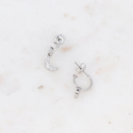 Laya Creole earrings - moon and zirconium oxides