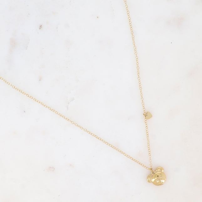 Collier Rosa - nounours et pampille coeur
