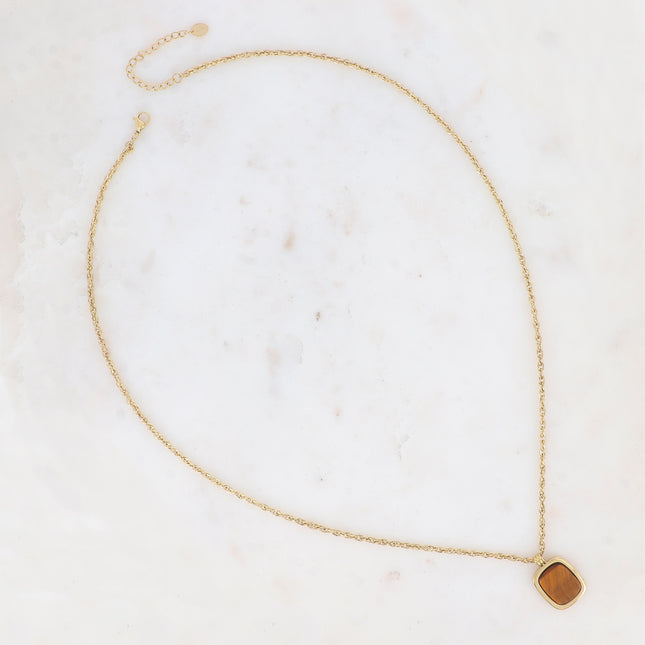 Long collier - pierre naturelle rectangulaire