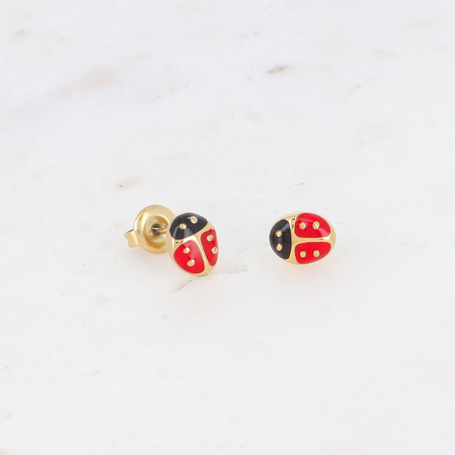 Boucles puces - coccinelle émaillée