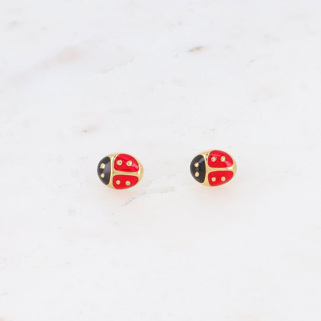 Boucles puces - coccinelle émaillée