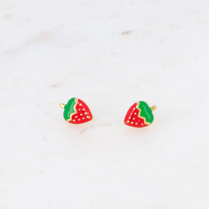 Boucles puces - fraise émaillée