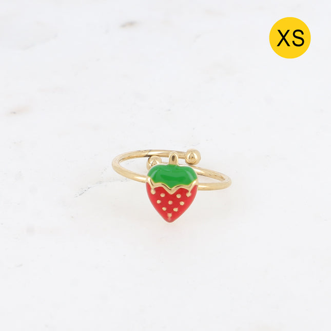 Bague XS - fraise émaillée