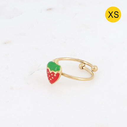 Bague XS - fraise émaillée