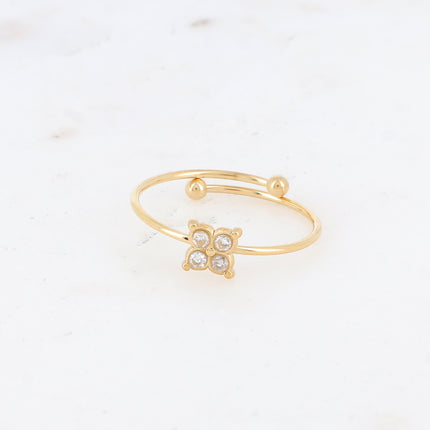 Bague - trèfle et oxydes de zirconium