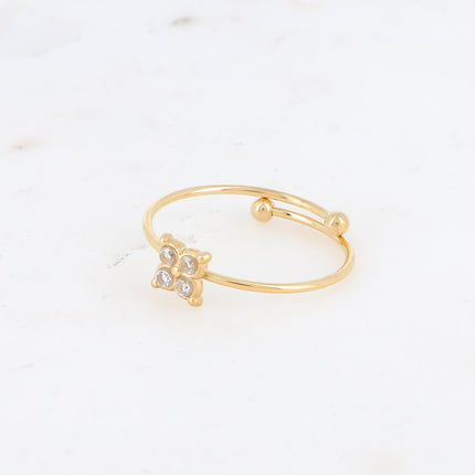 Bague - trèfle et oxydes de zirconium