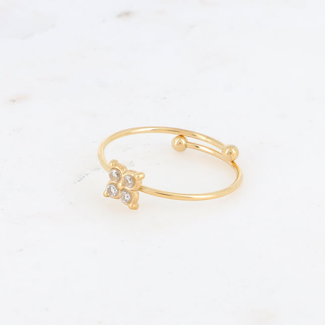 Bague - trèfle et oxydes de zirconium