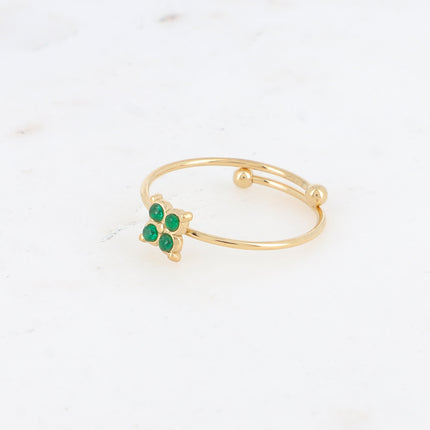 Bague - trèfle et oxydes de zirconium