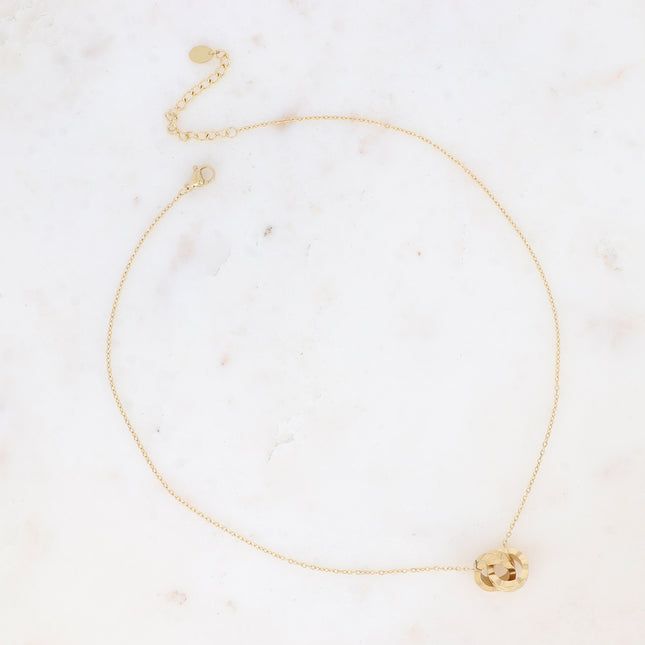 Necklace - double textured and engraved ring
