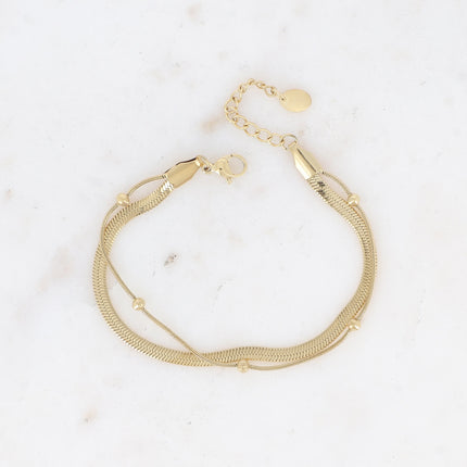 Bracelet 2 rangs Imane - maille miroir et boules