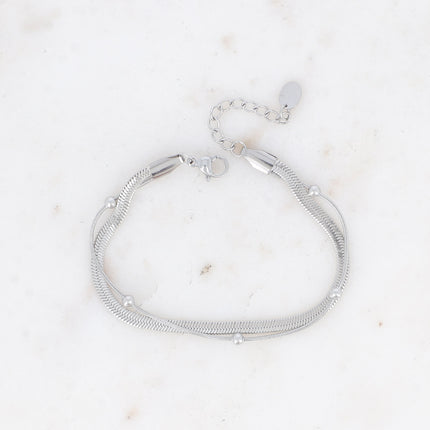 Bracelet 2 rangs Imane - maille miroir et boules
