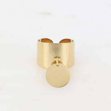 Bague - lisse et pampille ronde lisse