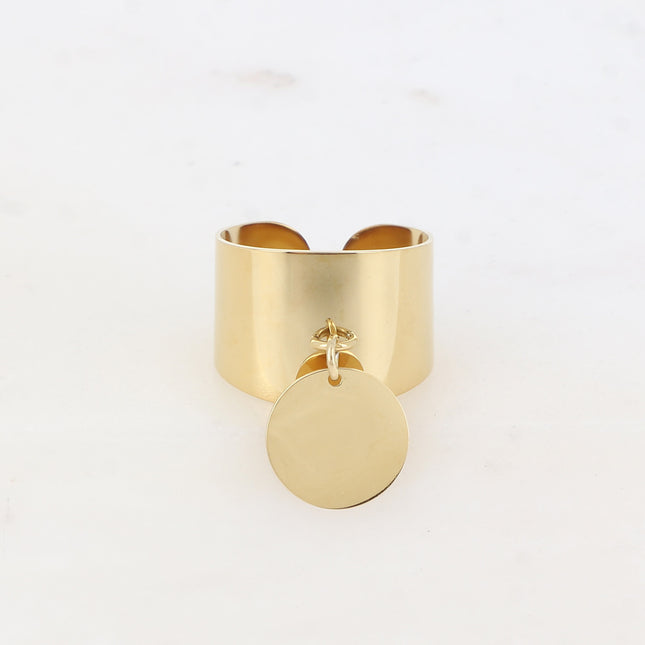 Bague - lisse et pampille ronde lisse