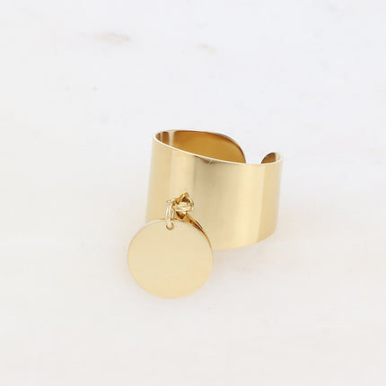Bague - lisse et pampille ronde lisse