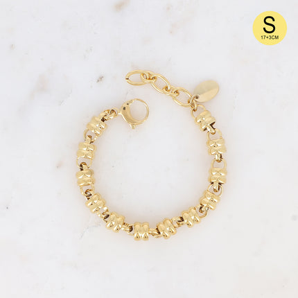 Bracelet UNISEX - anneau double et maille ronde traversante 20 cm