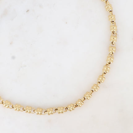 Collier UNISEX - anneau double et maille ronde traversante
