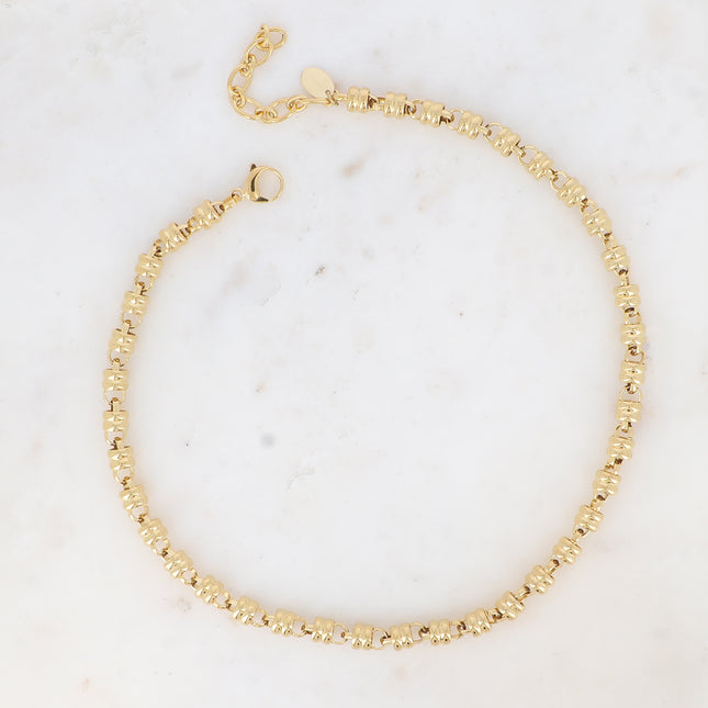 Unisex necklace - double ring and round mesh