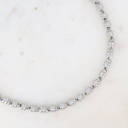 Collier UNISEX - anneau double et maille ronde traversante