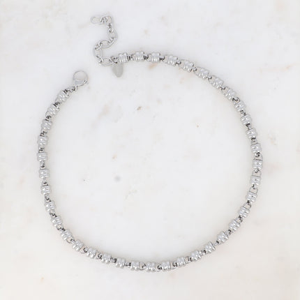 Collier UNISEX - anneau double et maille ronde traversante