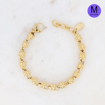 Bracelet UNISEX - anneau double et maille ronde traversante 23 cm