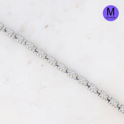 Bracelet UNISEX - anneau double et maille ronde traversante 23 cm