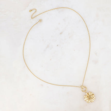 Collier Aiza - anneau texturé et fleur
