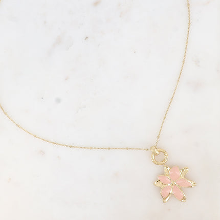 Collier Magnolia - fleurs aux pétales émaillées