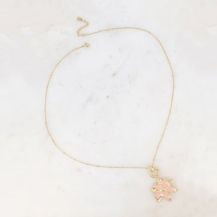 Collier Magnolia - fleurs aux pétales émaillées