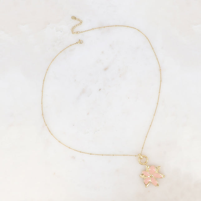 Collier Magnolia - fleurs aux pétales émaillées
