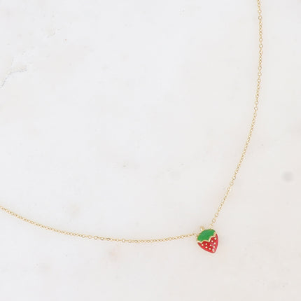 Collier - fraise émaillée
