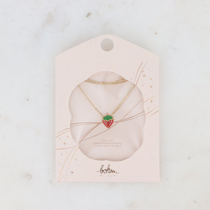 Collier - fraise émaillée