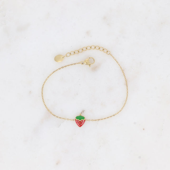 Bracelet - fraise émaillée