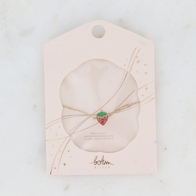 Bracelet - fraise émaillée