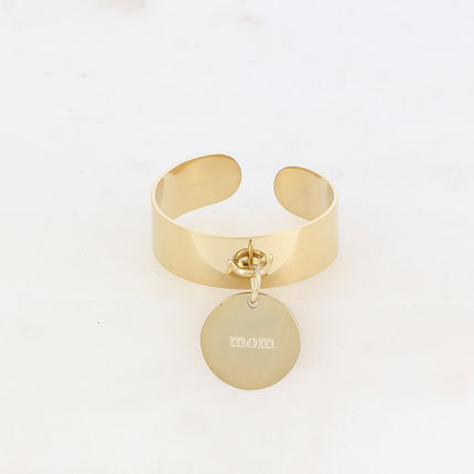Bague Moma - pampille "mom" et coeur gravé