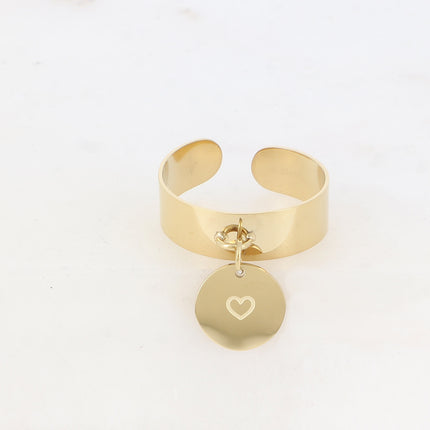 Bague Moma - pampille "mom" et coeur gravé